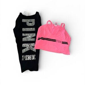 NWT Victoria's Secret Black and Pink Tank Tops